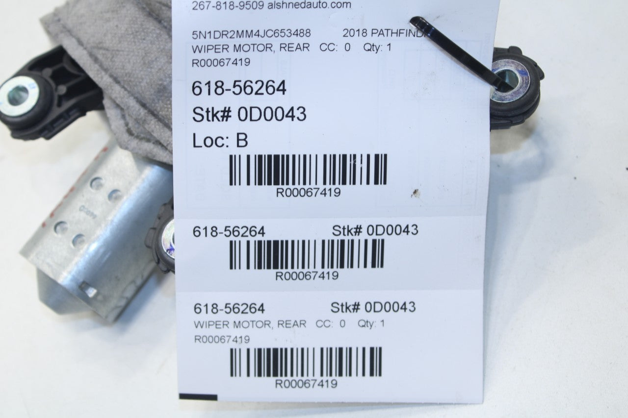 2013-2020 Nissan Pathfinder SV RR Liftgate Wiper Motor w/ Wiper Arm 28710-3KA0C - Alshned Auto Parts
