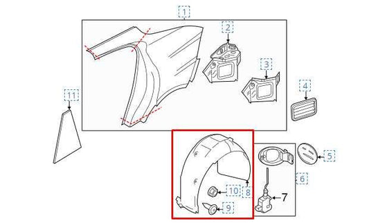 14-16 Porsche Panamera 4 Rear Left Wheelhouse Liner Splash Shield 970-504-133-03 - Alshned Auto Parts
