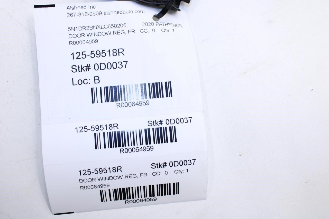 13-20 Nissan Pathfinder SV Front Right Door Window Regulator w/ Motor 807203KA0A - Alshned Auto Parts