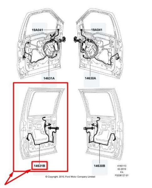 2011-2012 Ford F250 SD Rear Left Driver Door Wire Harness BC3T-14633-CC OEM - Alshned Auto Parts