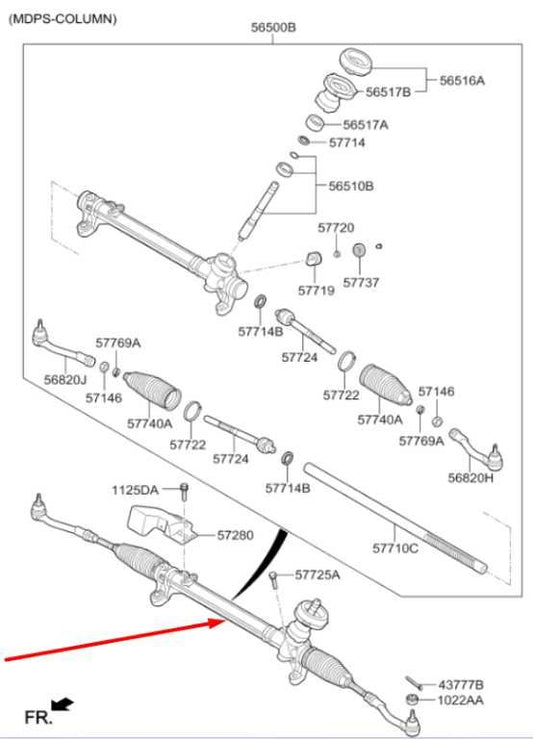 2016-2018 Kia Optima EX Power Steering Gear Rack and Pinion 56500-D4000 OEM - Alshned Auto Parts