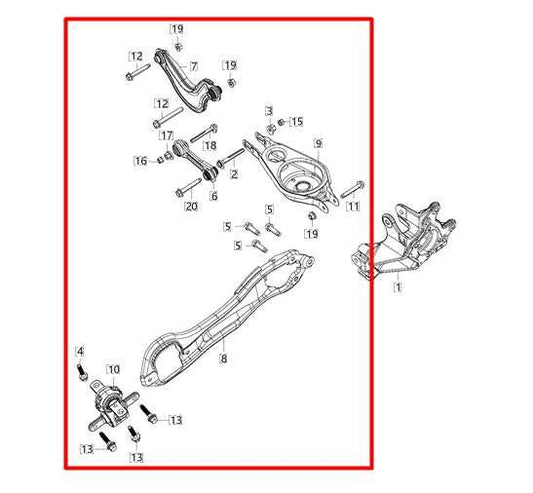 2017-24 Chrysler Pacifica Rear RH Suspension Control Arm Set of 4 68218021AA OEM - Alshned Auto Parts