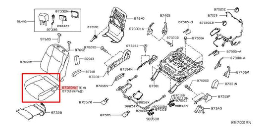 2016-20 Infiniti QX60 Front RH Passenger Side Seat Lower Cushion 87320-9NF3A OEM - Alshned Auto Parts