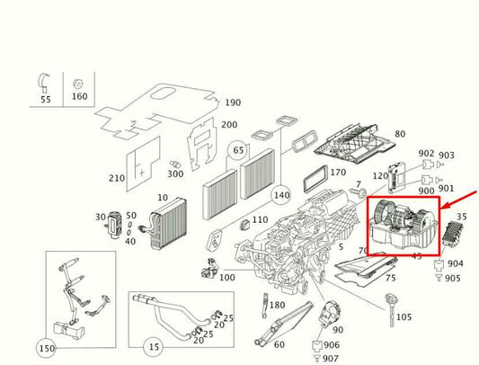 2007-2013 Mercedes-Benz S550 Front HVAC Heater Blower Motor 221-820-27-14 OEM - Alshned Auto Parts