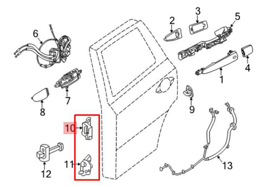 2014-20 Nissan Pathfinder SV Rear RH Door Hinge Upper and Lower Pair 82400-9AM0A - Alshned Auto Parts
