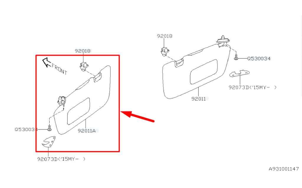 2012-2014 Subaru Impreza Front Left Side Sun Visor w/ Mirror 92011FJ001ME OEM - Alshned Auto Parts
