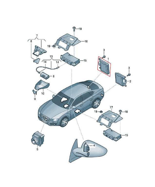 2012-15 Audi A7 Premium Rear Right Blind Spot Detection Radar Sensor 4G0907568J - Alshned Auto Parts