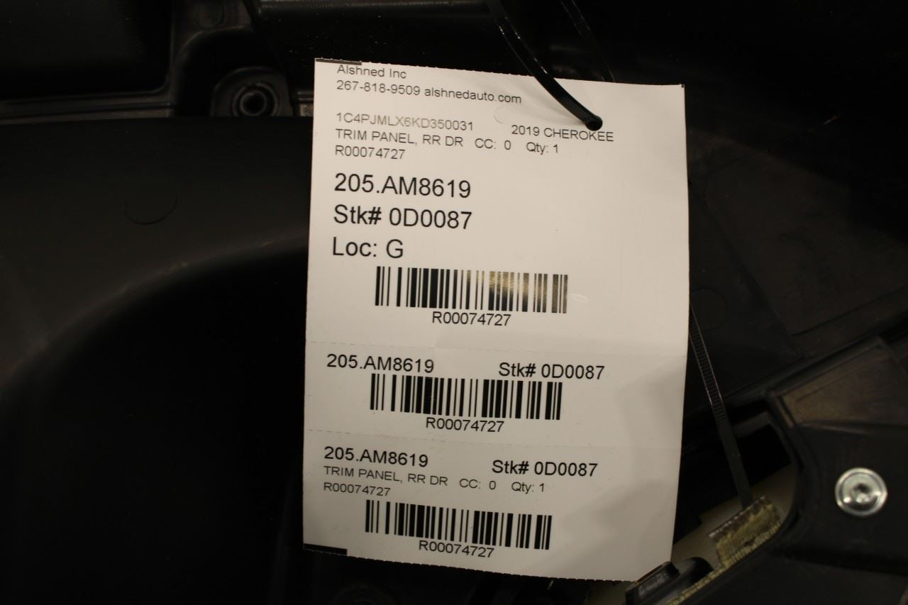 2019-2021 Jeep Cherokee Latitude Rear Right Passenger Door Trim Panel 6NS281X9AA - Alshned Auto Parts