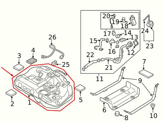 2016-2020 Kia Optima LX 2.4L Fuel Gas Tank 18.5 US Gallons 31150-D5500 OEM - Alshned Auto Parts