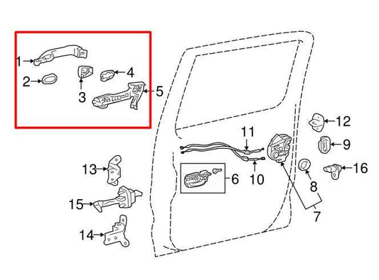 2016-2022 Toyota Tacoma Rear Left Side Door Exterior Handle 69211-0E010-B4 OEM - Alshned Auto Parts