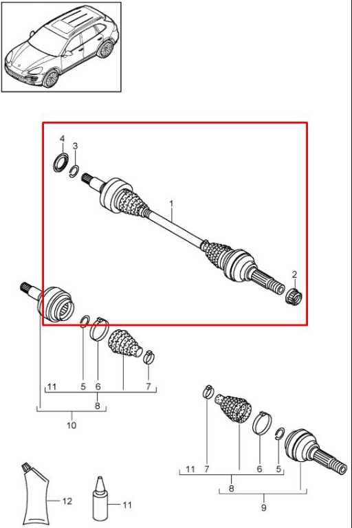 2011-18 Porsche Cayenne S AWD Rear Right and Left Side CV Axle Drive Half Shaft1
