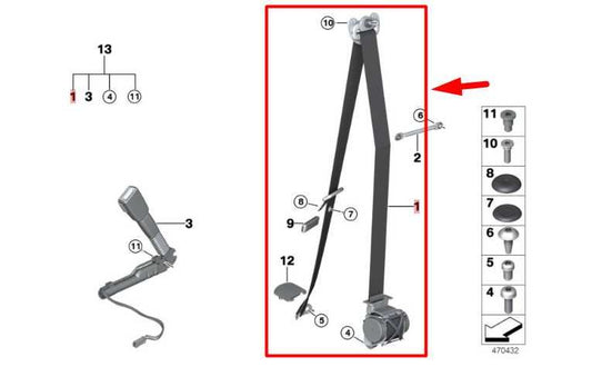 15-16 BMW 435i Gran Coupe xDrive Front Right Seat Belt Retractor 72117272476 OEM - Alshned Auto Parts