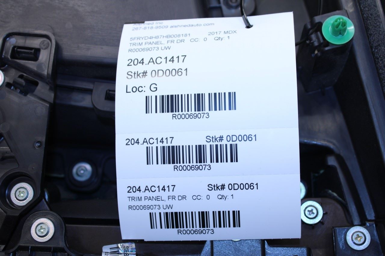 2017-18 Acura MDX Advance Front Right Passenger Door Trim Panel 83501-TZ5-H81ZC - Alshned Auto Parts