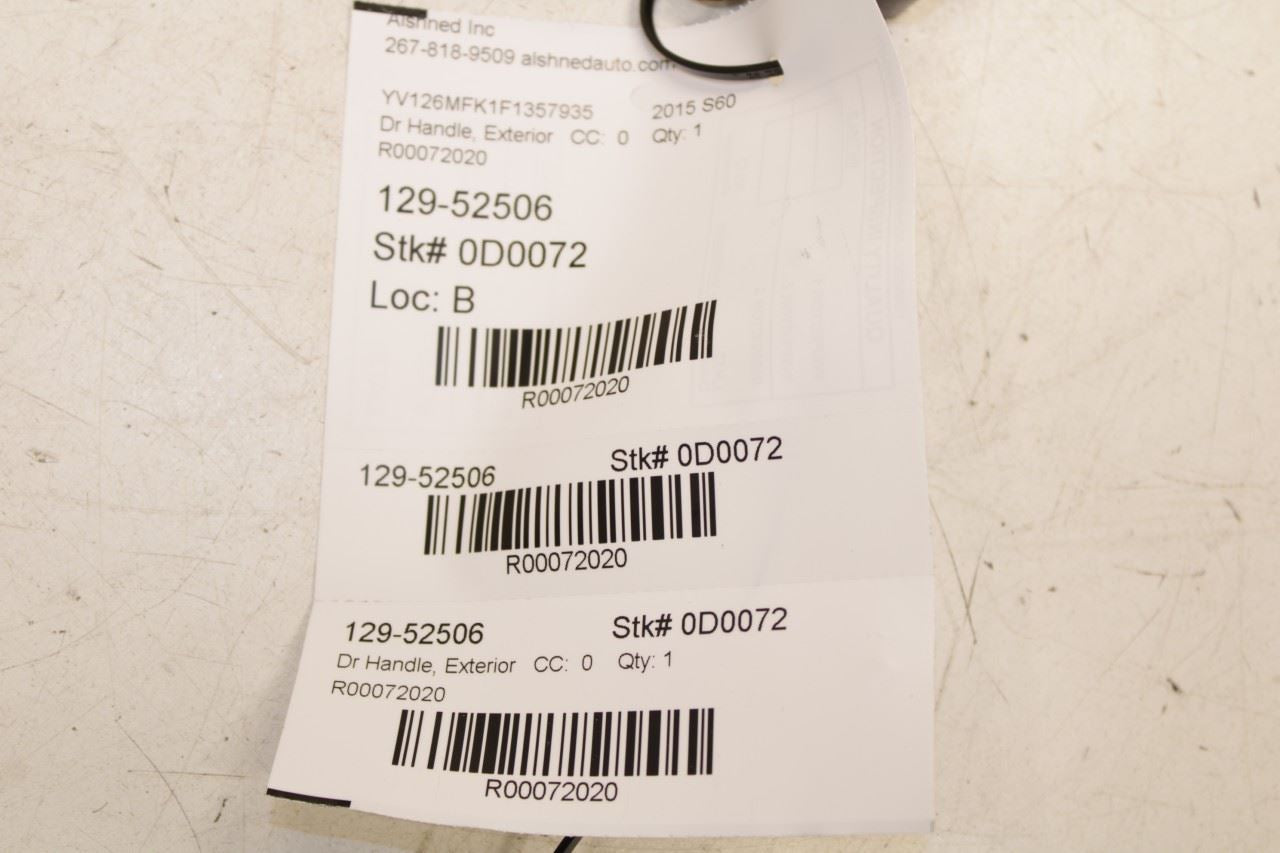 15-16 Volvo S60 T5 Premier Front RH Passenger Side Exterior Door Handle 39832341 - Alshned Auto Parts