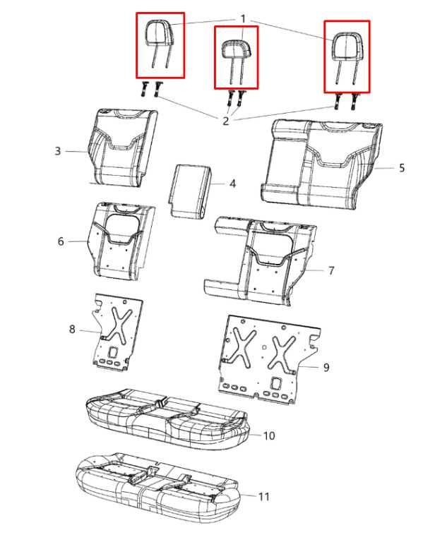18-23 Jeep Compass Limited Rear RH LH Side and Center 2nd Row Seat Headrest Set - Alshned Auto Parts