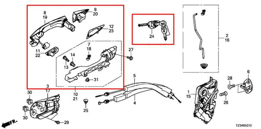 2015-2018 Acura TLX Tech 3.5L FWD Front Driver Left Side Door Exterior Handle - Alshned Auto Parts