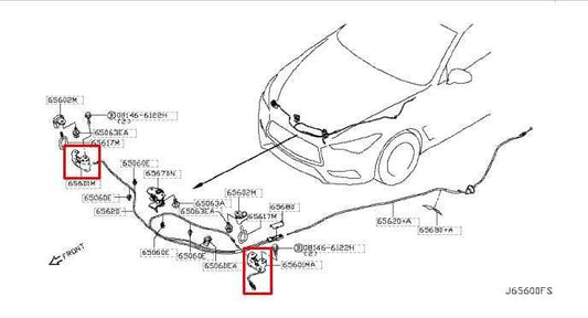17-22 Infiniti Q60 Luxe Front Right and LH Hood Lock Latch Actuator 65601-1BB0A - Alshned Auto Parts