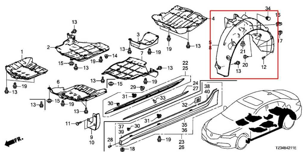 2015-17 Acura TLX Tech Rear Right Passenger Side Wheelhouse Liner Splash Shield1