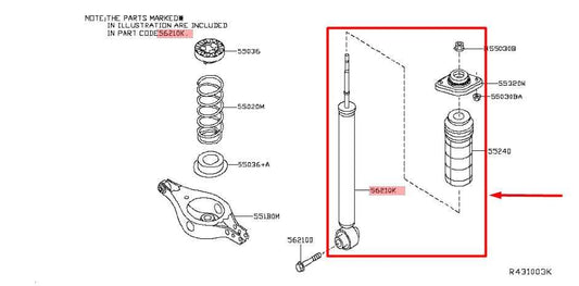 2019-2020 Infiniti QX60 Rear Left Side Shock Strut Absorber E6210-9NF0A OEM - Alshned Auto Parts