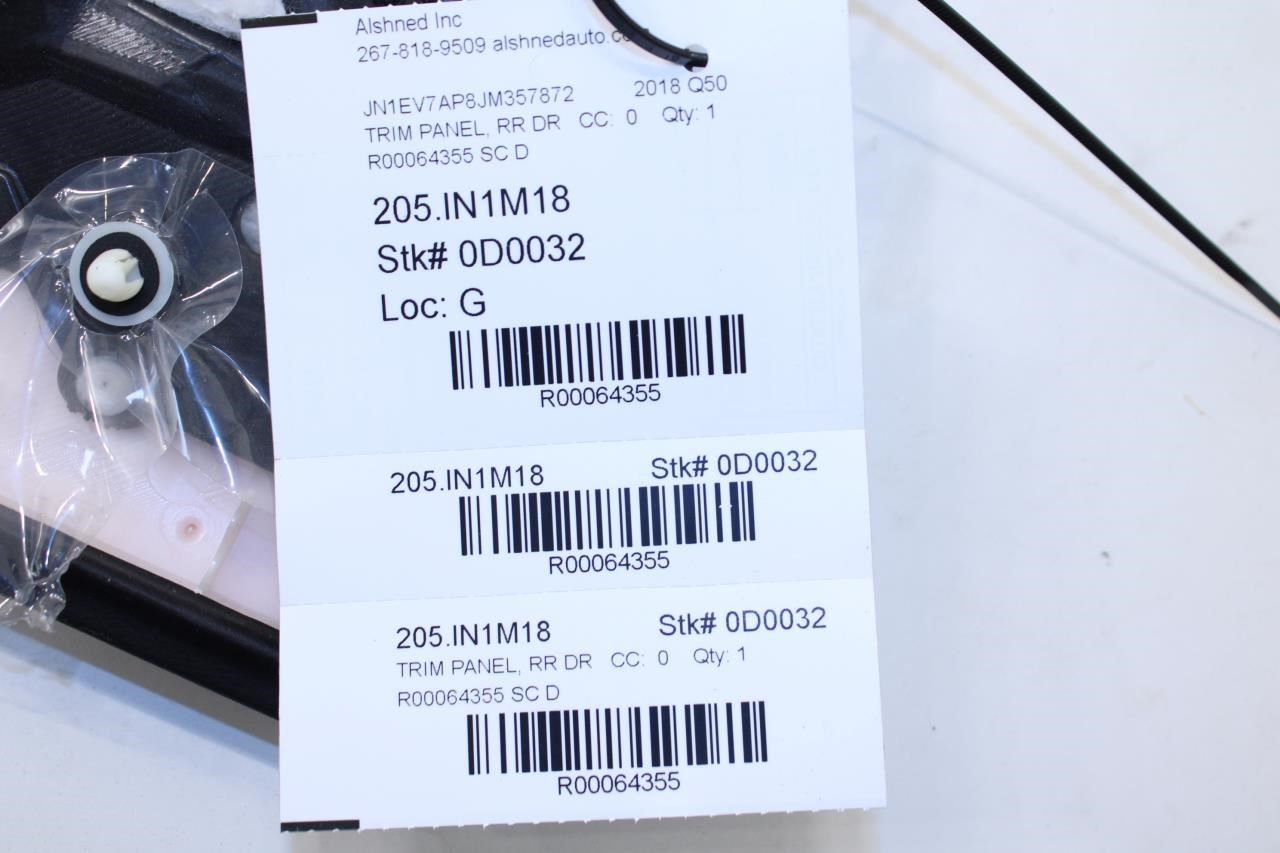 2014-20 Infiniti Q50 Luxe RWD Rear Right Door Trim Panel 82900-4GA0A OEM *ReaD* - Alshned Auto Parts