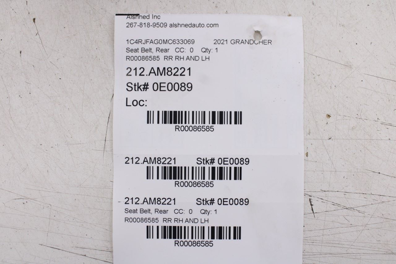2019-22 Jeep Grand Cherokee Laredo X Rear RH and LH 2nd Row Seat Belt Retractor - Alshned Auto Parts
