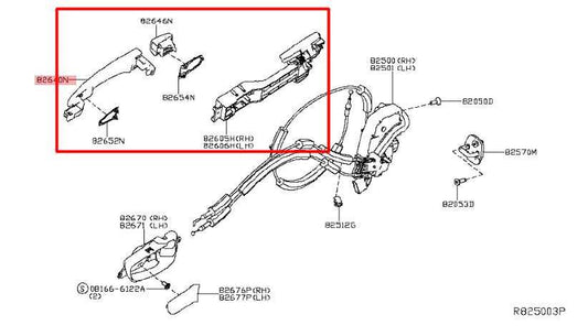 15-24 Nissan Murano Platinum 3.5L AWD Rear Driver Left Side Door Exterior Handle - Alshned Auto Parts