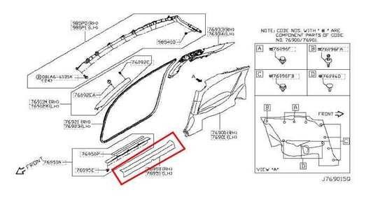 2017-2020 Infiniti Q60 Luxe Front Right Side Door Sill Scuff Plate 769B4-5CA0A - Alshned Auto Parts