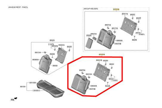 20-22 Kia Soul LX Rear LH Side 2nd Row Seat Backrest Upper Cushion w/ Seat Belt - Alshned Auto Parts