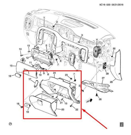 2019-2023 Chevrolet Silverado 1500 Glove Box Storage Compartment 84428265 OEM - Alshned Auto Parts