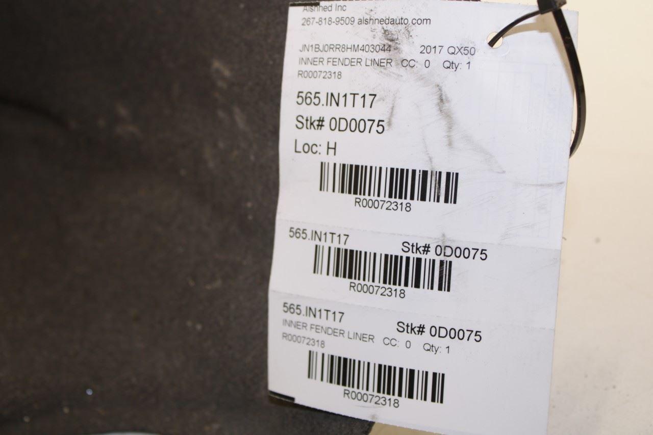 2015-17 Infiniti QX50 Rear Left Side Wheelhouse Liner Splash Shield 76749-3WU0A - Alshned Auto Parts