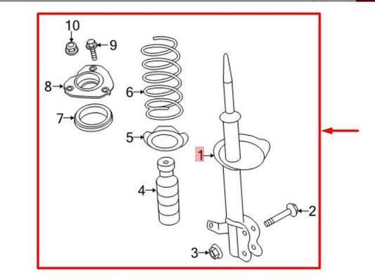 2019-2021 Nissan Maxima Front Left Side Shock Strut Absorber 54303-4RA3B OEM - Alshned Auto Parts