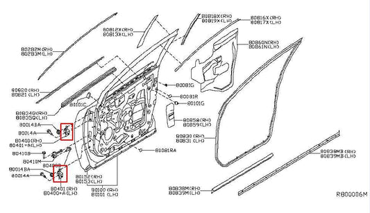 2015-24 Nissan Murano Platinum Front Right Side Door Hinge Upper and Lower Pair - Alshned Auto Parts