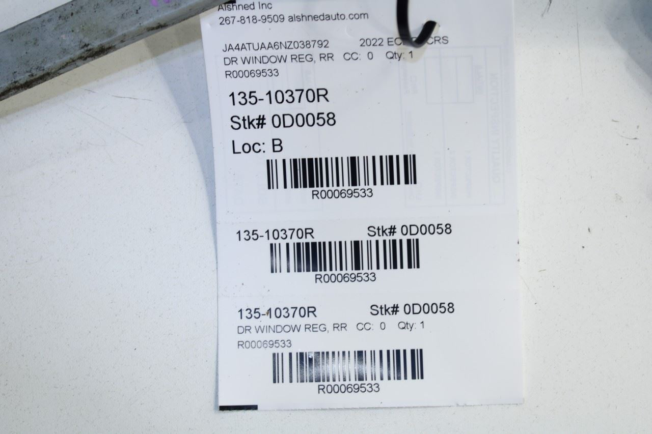 2018-2025 Mitsubishi Eclipse Cross ES Rear Right Door Window Regulator w/ Motor - Alshned Auto Parts