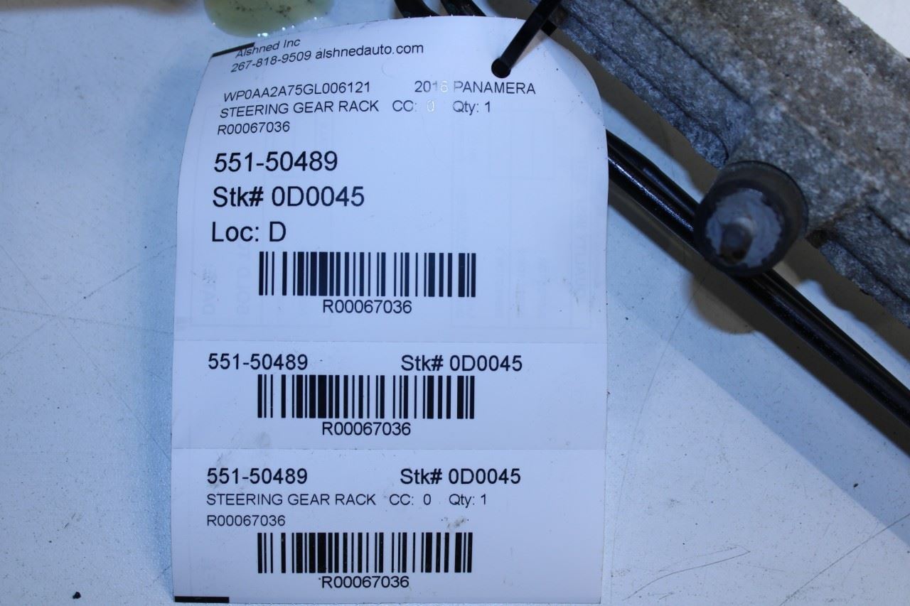 11-16 Porsche Panamera 4 3.6L Power Steering Gear Rack and Pinion 970-347-005-16 - Alshned Auto Parts