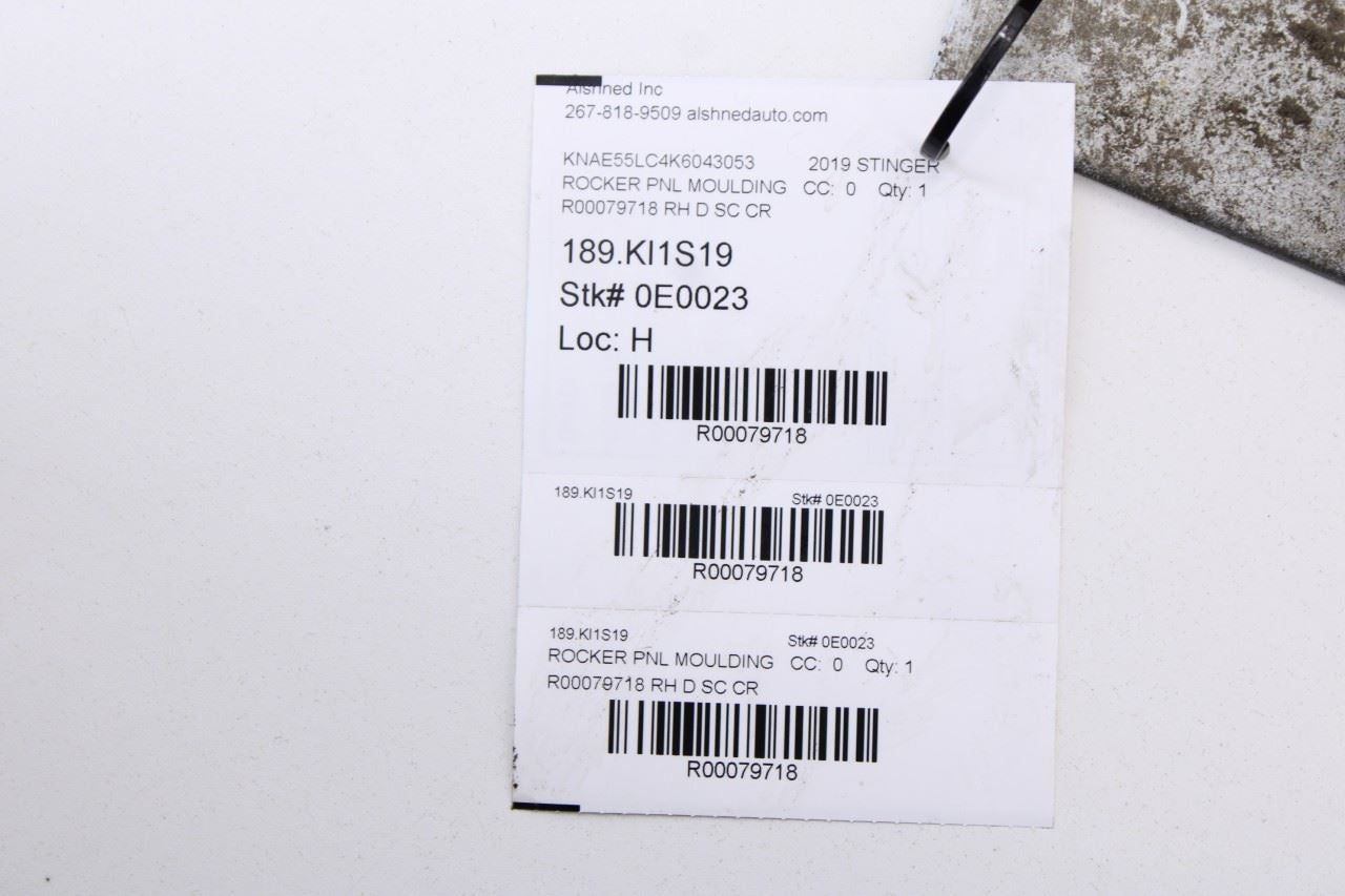18-23 Kia Stinger GT2 AWD Right Side Rocker Skirt Panel Molding 87752J5300 *ReaD - Alshned Auto Parts