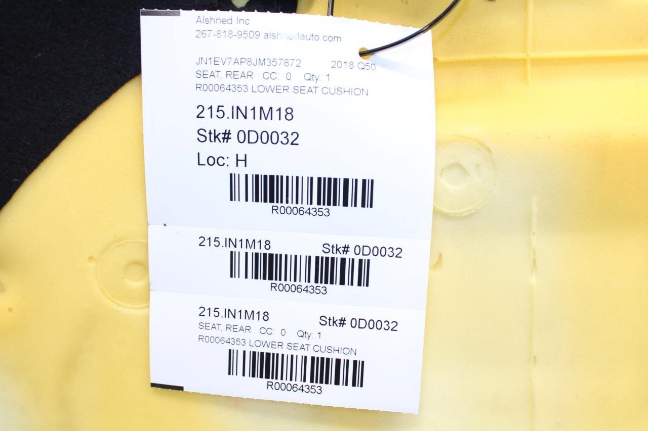 16-19 Infiniti Q50 Luxe Rear Seat 2nd Row Lower Bench Bottom Cushion 88300-4HL3A - Alshned Auto Parts