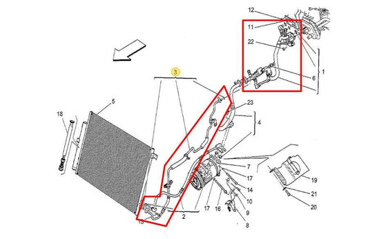 2017-21 Maserati Ghibli 3.0L RWD AC Air Conditioner Condenser Pipe Hose Line Set - Alshned Auto Parts