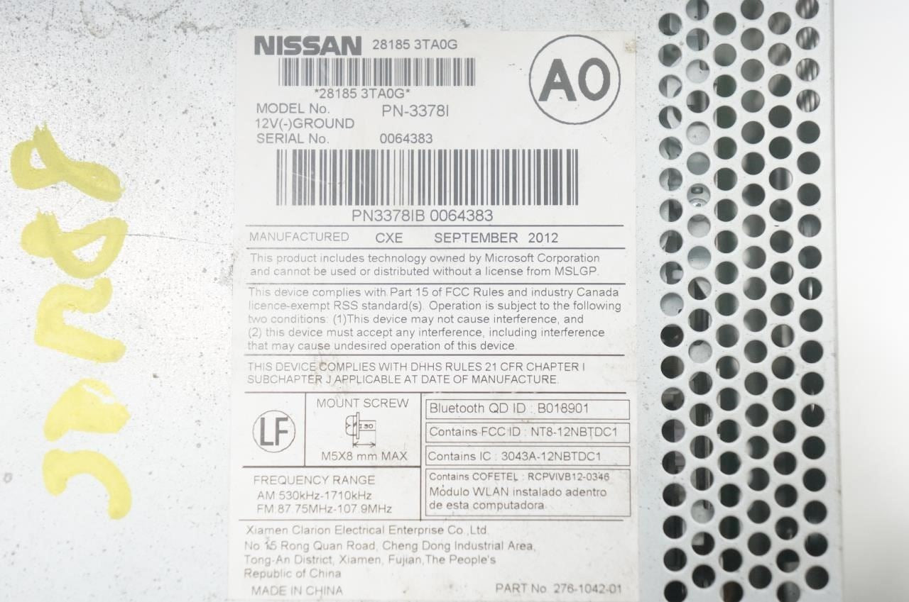 13-15 Nissan Altima Audio Radio CD Player Receiver w/ Control Panel 28185-3TA0G - Alshned Auto Parts