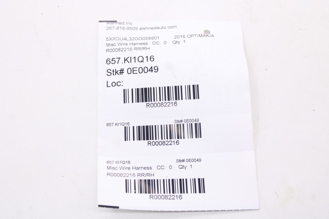 2016-2018 Kia Optima EX Rear Right Passenger Side Door Wire Harness 91660-D5040 9