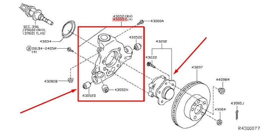 2015-2020 Nissan Pathfinder Rear Left Side Spindle Knuckle Hub 43022-3JA0A OEM - Alshned Auto Parts