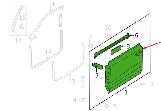2012-2018 Audi A7 Premium Front Right Passenger Side Door Shell Panel 4G8831052A - Alshned Auto Parts