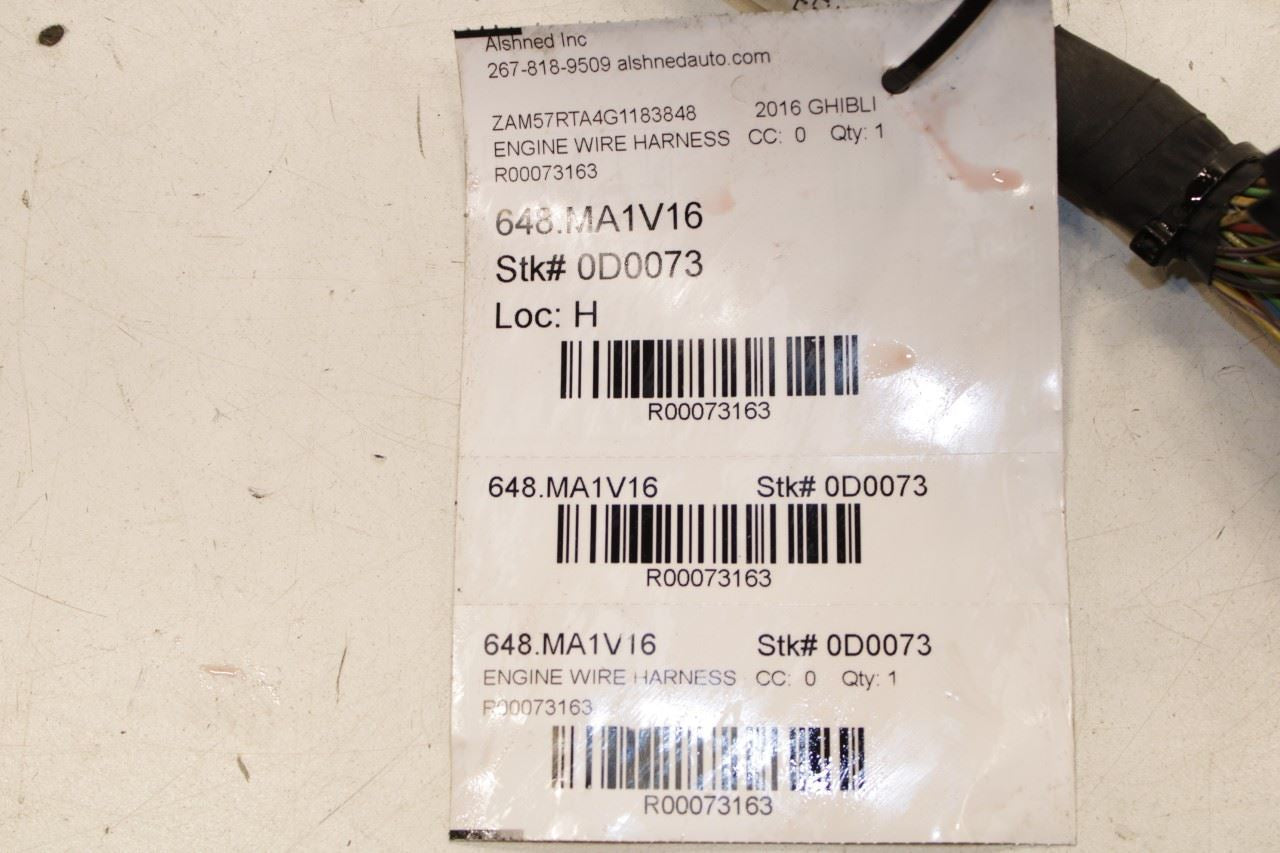 2014-2016 Maserati Ghibli S Q4 3.0L AWD Engine Injection Wire Harness 299594 OEM - Alshned Auto Parts