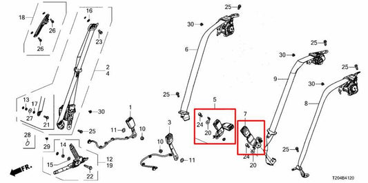 2022-26 Honda Civic Sport Rear Right and Left Side 2nd Row Seat Belt Buckle Set - Alshned Auto Parts
