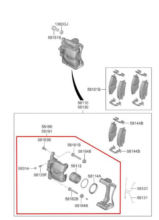 2020-2025 KIA Soul LX Front Left Driver Side Brake Disc Caliper 58180-K0A00 OEM - Alshned Auto Parts