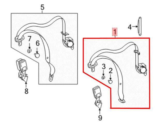2010-16 Mercedes-Benz E350 Sport 4Matic Rear RH Side 2nd Row Seat Belt Retractor - Alshned Auto Parts