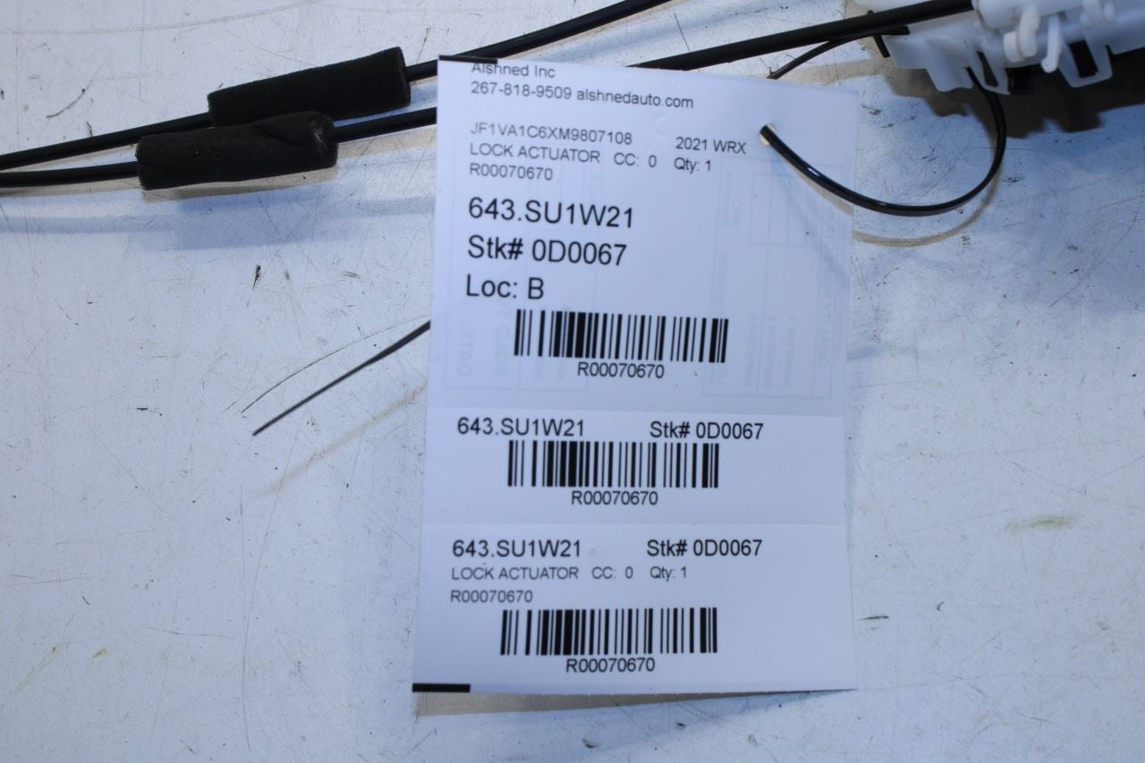 2015-2021 Subaru WRX Premium Rear Right Side Door Lock Latch Actuator 61035VA001 - Alshned Auto Parts