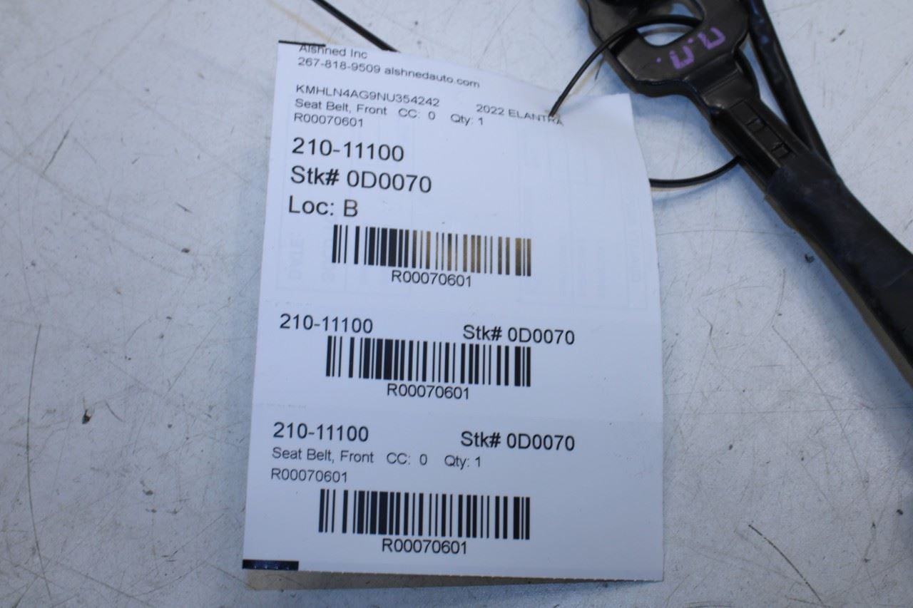 2021-23 Hyundai Elantra SEL 2.0L FWD Front Passenger Right Side Seat Belt Buckle - Alshned Auto Parts