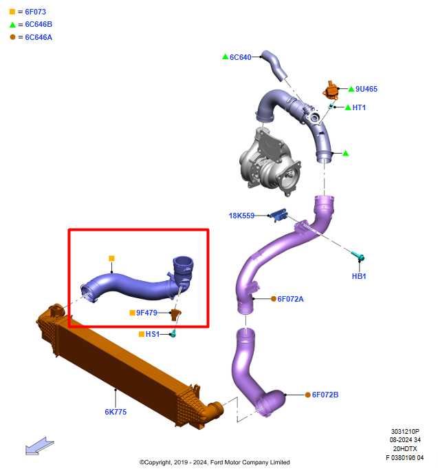 2020-25 Ford Escape SEL 2.0L AWD Intercooler Outlet Tube Hose LX61-6F073-HA OEM - Alshned Auto Parts
