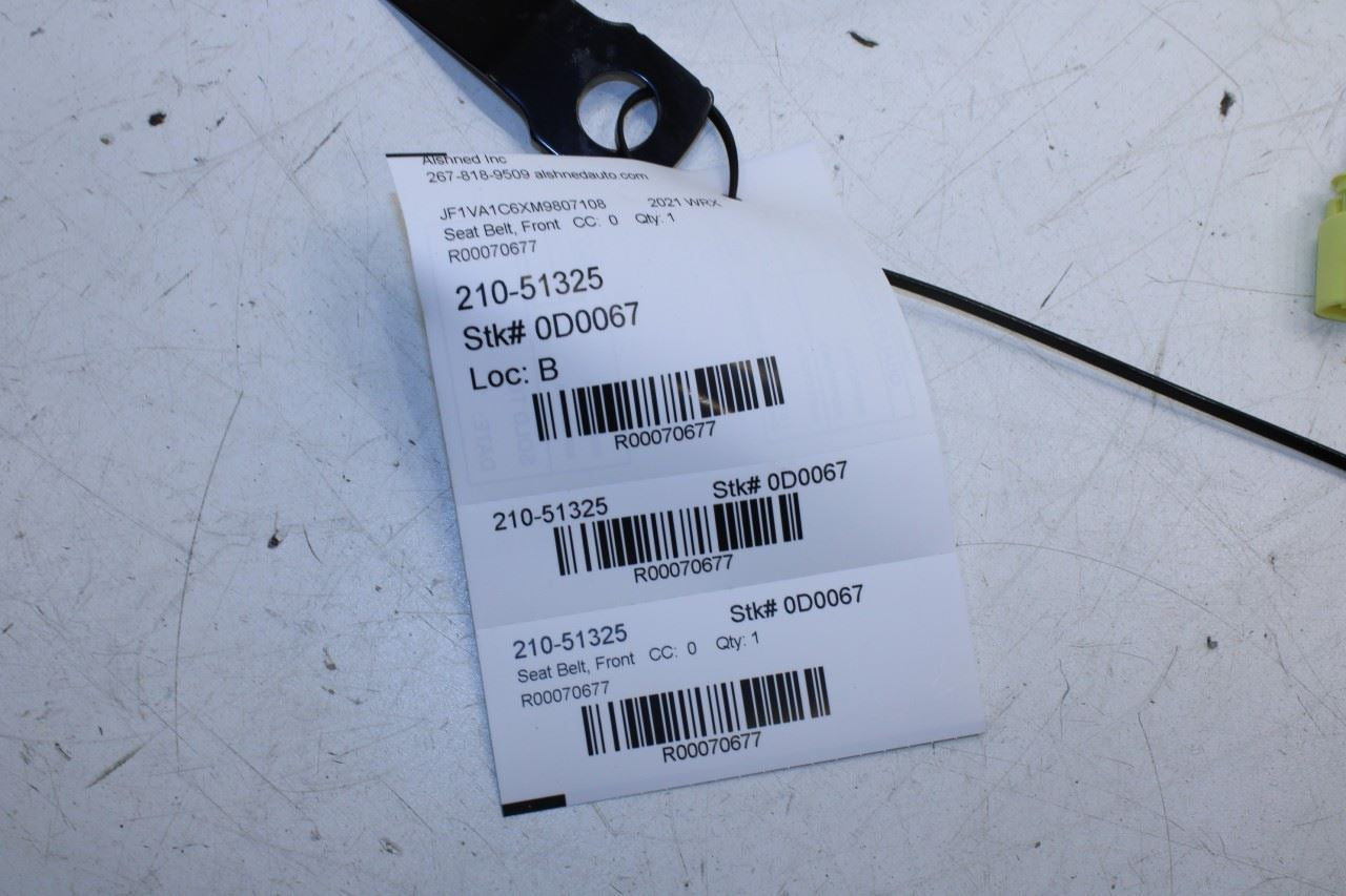 2015-21 Subaru WRX Premium 2.0L AWD Front Passenger Right Side Seat Belt Buckle - Alshned Auto Parts