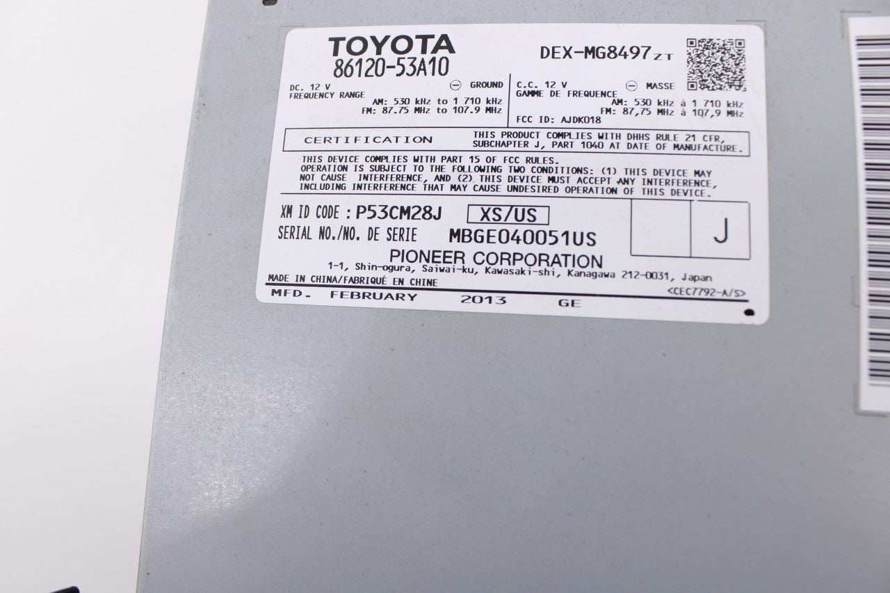 2010-15 Lexus IS250 Pioneer Radio Faceplate Control Panel w Receiver 86120-53A10 - Alshned Auto Parts